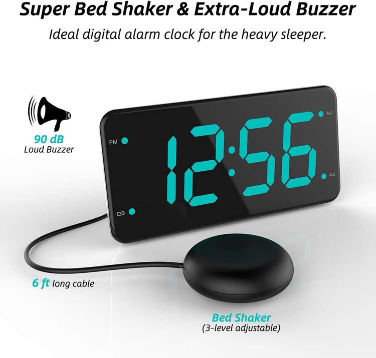 Loud Alarm Clock with Bed Shaker
