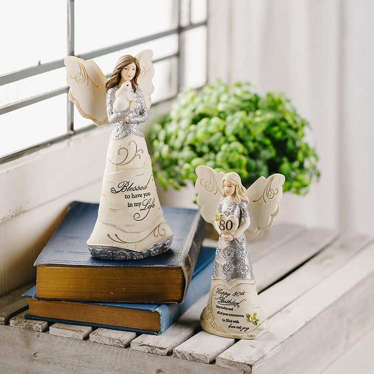 Angel Holding a Heart Beige Figurine