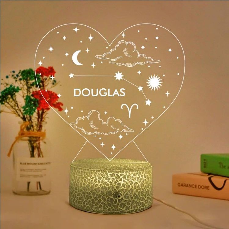 Personalized Zodiac Styles 3D Night Light for Aries