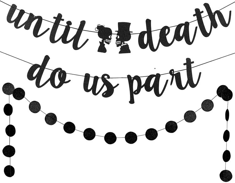 Black Glitter Till Death Do Us Part Banner