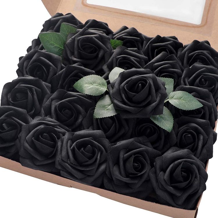 Black Foam Fake Roses