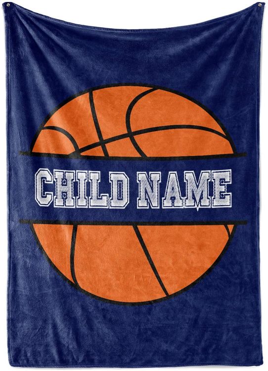 Personalized Custom Basketball Fleece and Sherpa Throw Blanket