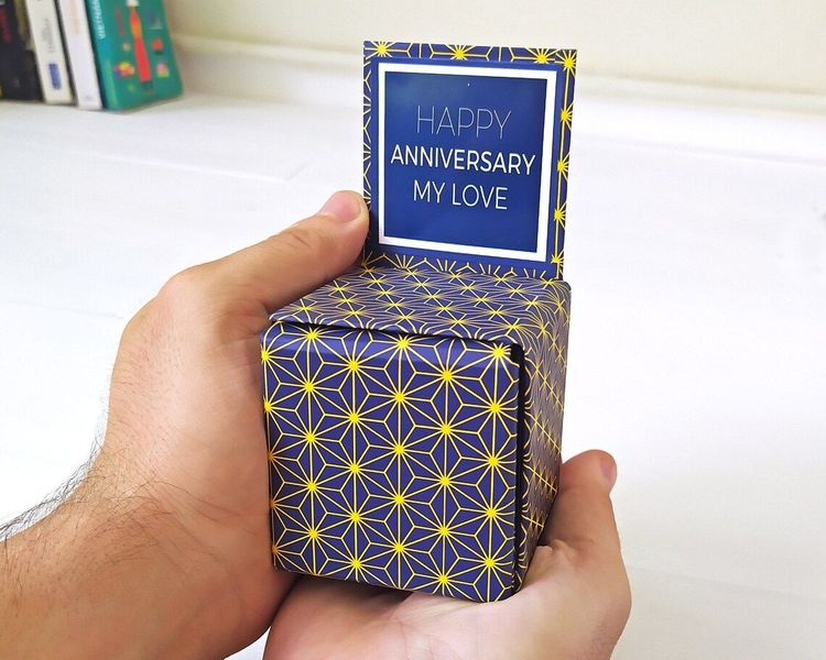 Surprise Gift Box/Lovebox Cube / 1 Year Anniversary Gifts For Men / 1 year  Anniversary Gifts For Her/Includes the Printing of 13 Photos of Your Choice  to Personalize It : : Handmade Products