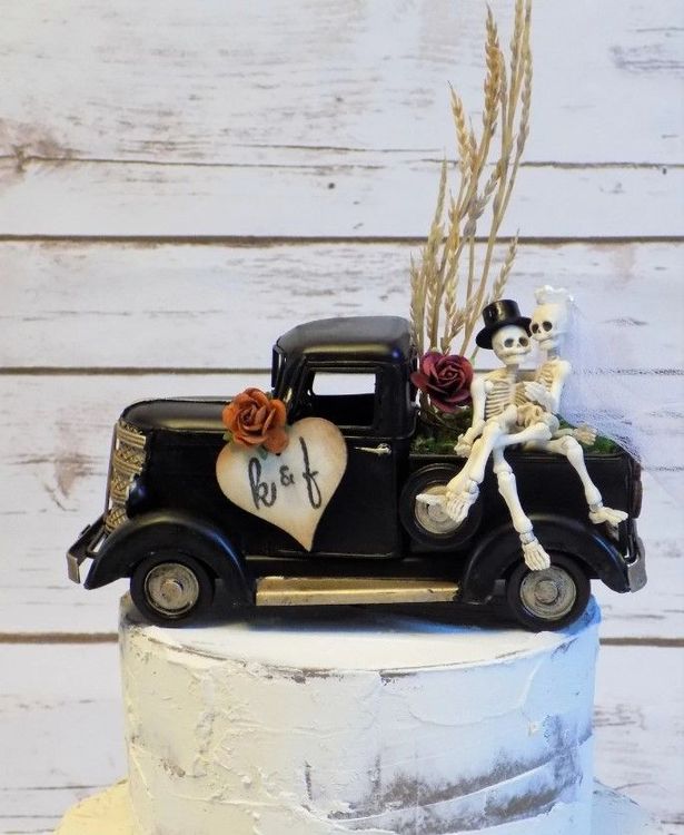 Personalized Skeleton Wedding Cake Topper