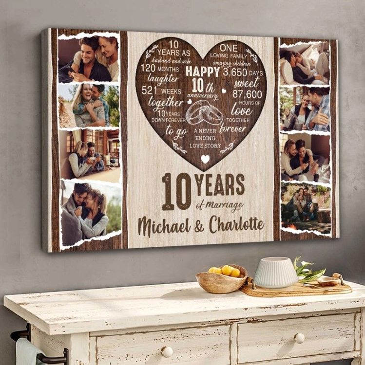 10 Years Of Marriage Anniversary Canvas Poster