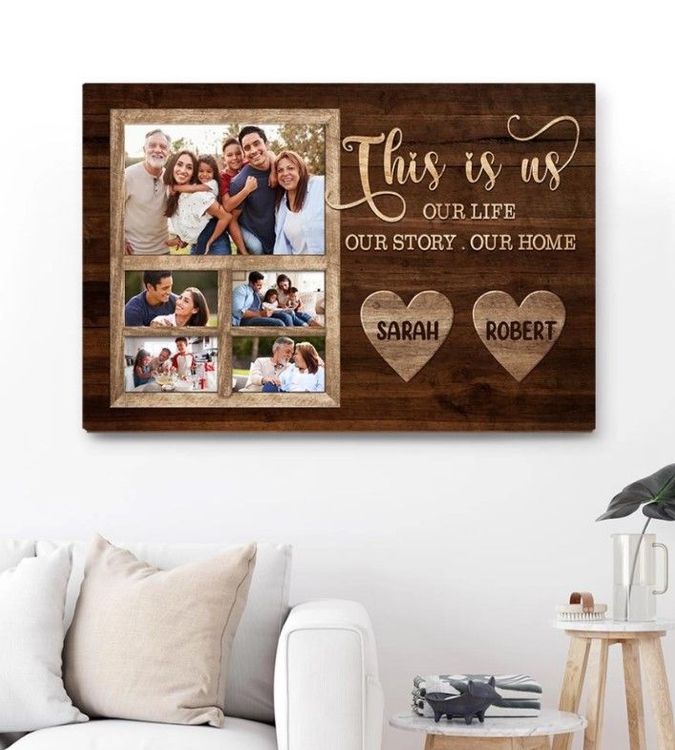 We Love You Step Mom Photo Collage Canvas, Christmas Gift For Step