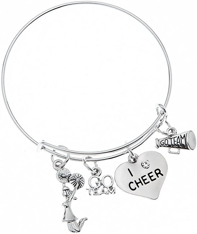 Cheerleading Personalized Charm Bracelet - I Love Cheerleading Medium / Large