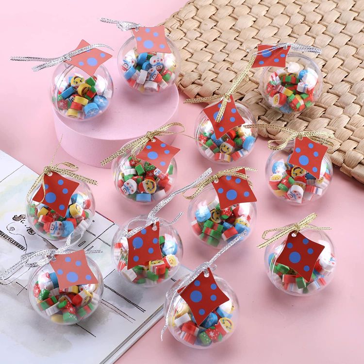 12PCS Christmas Erasers Santa Claus Christmas Tree Holiday Erasers