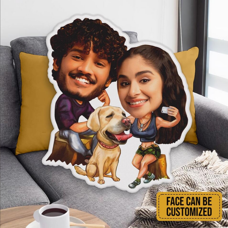 Camping Couple Custom Shape Pillow