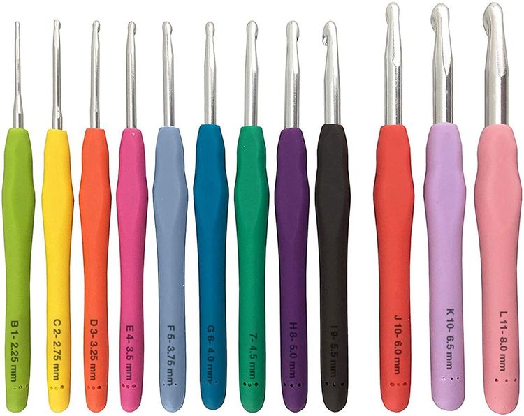 Novelty Crochet Hooks Set, Ergonomic Long Handled Crochet Hooks 8 Pack 2.5  3.0 3.5 4.0 4.5 5.0 5.5 6.0 Mm , Metal Crochet Hooks For Arthritic Hands, C