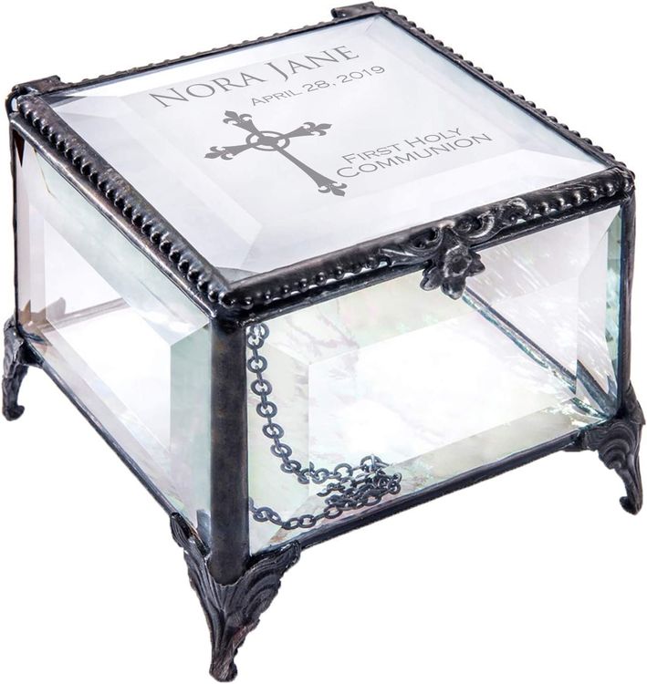Personalized Glass Engraved Cross Box