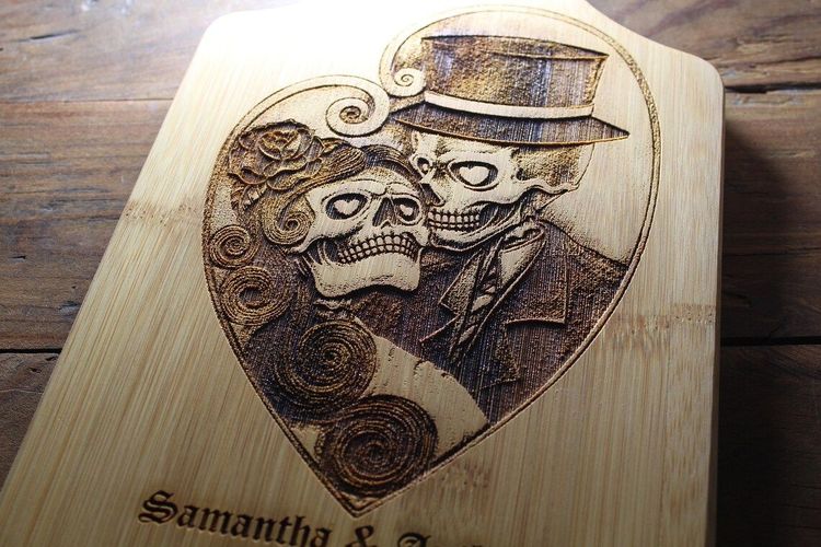 Personalized Sugar Skull Wedding Cutting Board