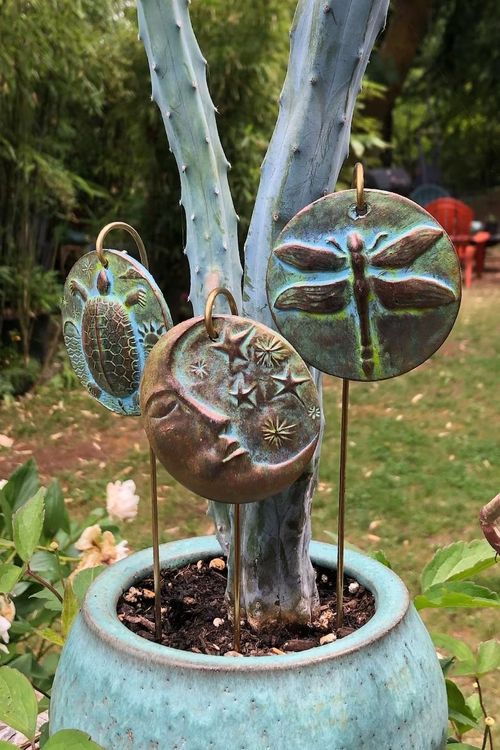 Turtle Dragonfly Moon Garden Markers