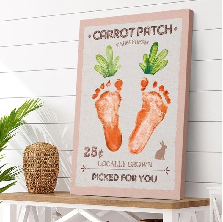 Unique Carrot Patch Farm Handprinted Art Poster for Dad