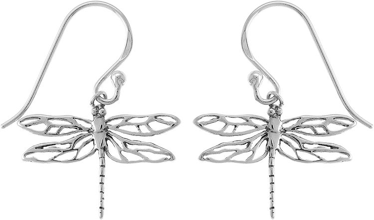 Sterling Silver Dragonfly Dangle Earrings