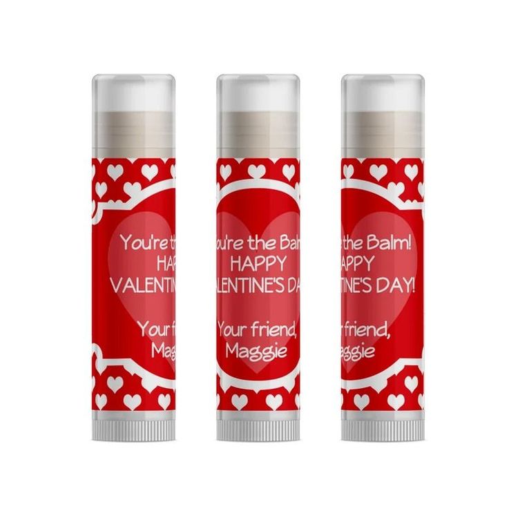 Red Heart Valentines Day Cards Lip Balm