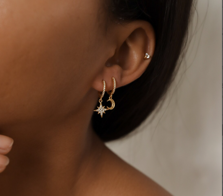 Moon and Star Earrings