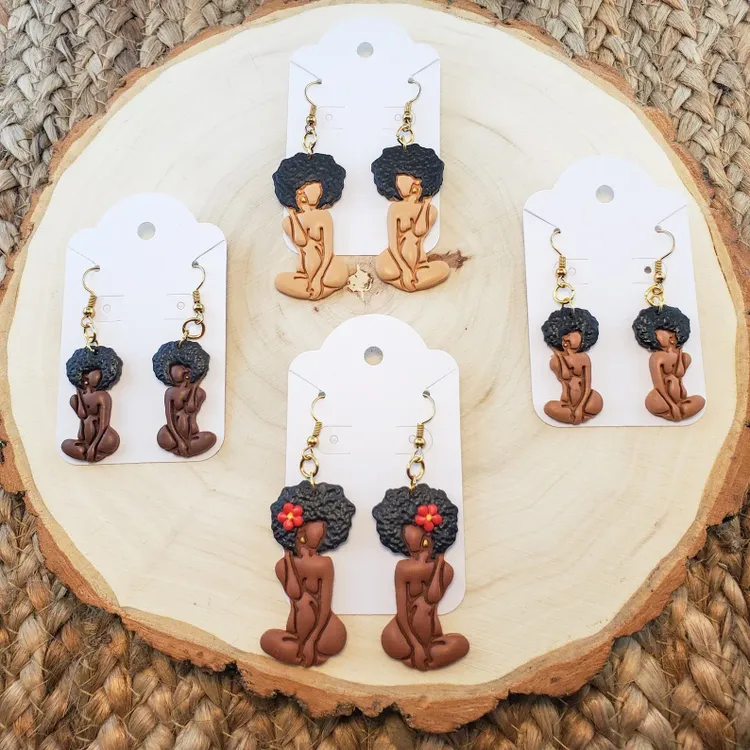 Black Afro Woman Earrings