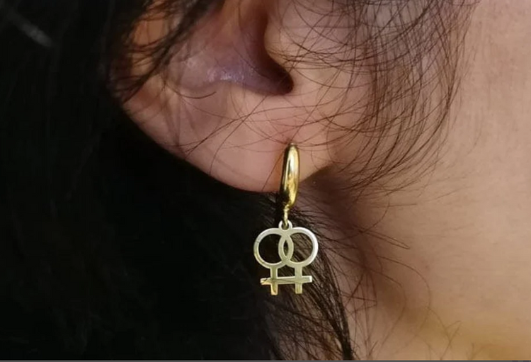 Silver Lesbian Double Venus Earrings