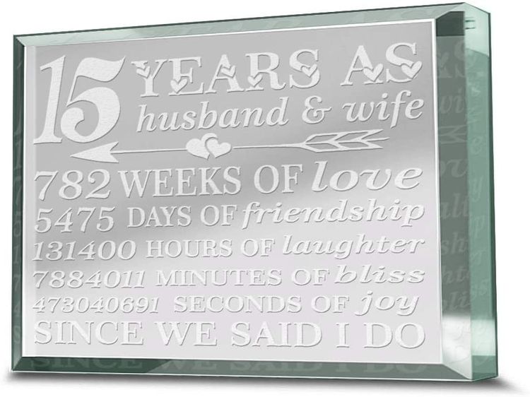 Amazon.com: 15 Year Anniversary Gifts for Him or Her, 15th Wedding Anniversary  Gift for Wife or Husband, Crystal Anniversary Marriage Presents for Couple  : Handmade Products