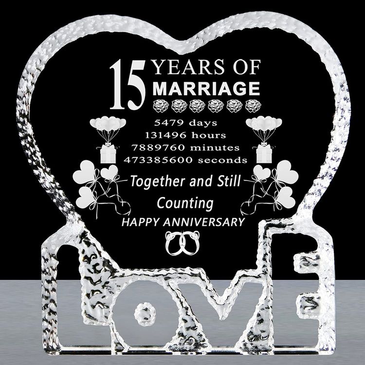 15 Fifteen Years 15th Crystal Wedding Anniversary Crystal Gifts for Him Her  Husband Wife Mom Dad Parents Couple Friends : Amazon.in: Home & Kitchen