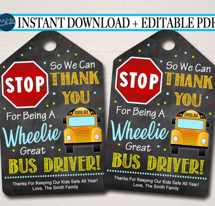Bus Driver Appreciation Gift Tag