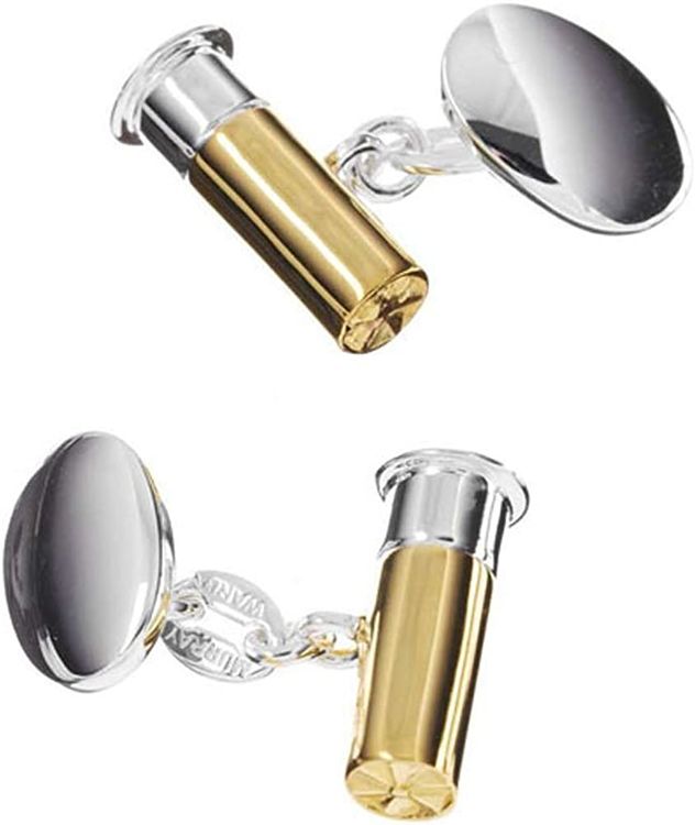 Gun Bullet Cartridge Chain Backing Cufflinks