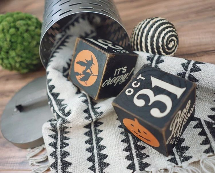 Vintage Halloween Block Decor