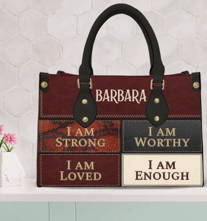 Custom I Am Loved Leather Hand Bag