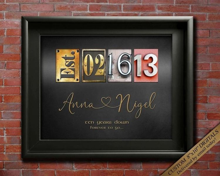 10 year Anniversary Gifts Name Art