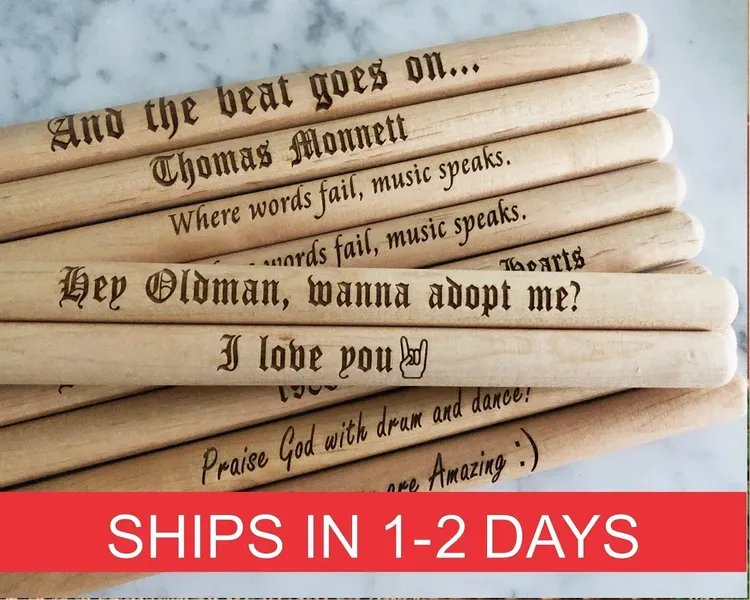 Gifts for Drummer - Engraved Wooden Drumsticks 1 Pair Good Idea