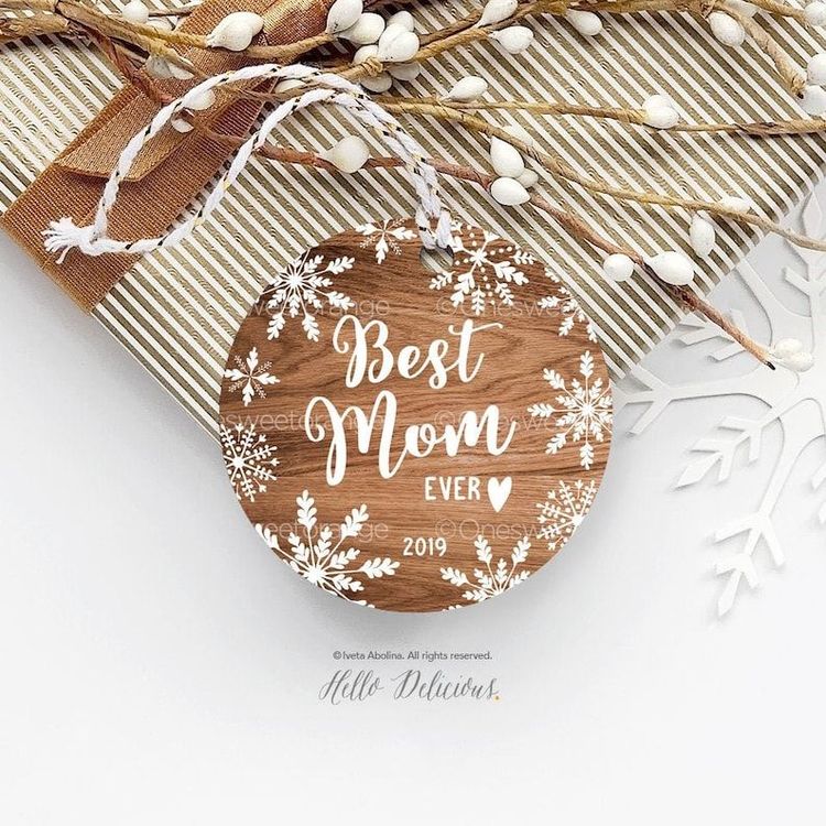 Personalized Best Mom Ever Printed Acrylic Ornament, Christmas