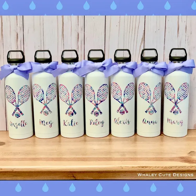 Tennis Themed Personalized Preppy Water Bottle Labels Digital File