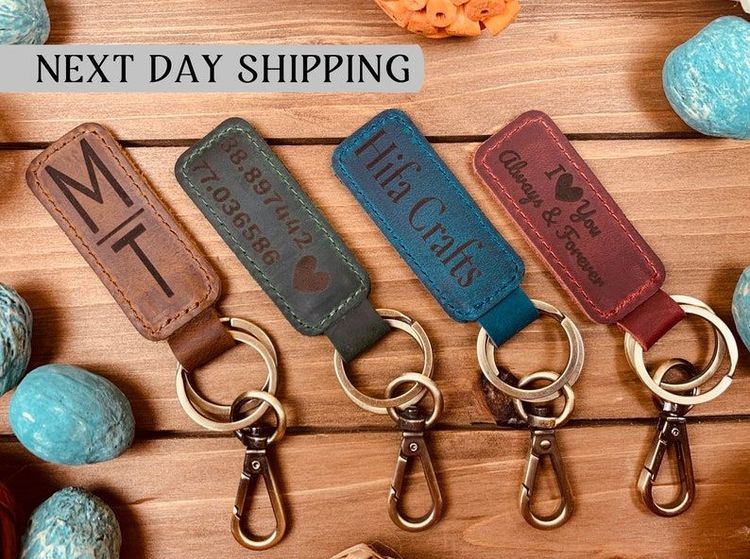 Personalized Mini Photo Keychain, Small Custom Leather Memory