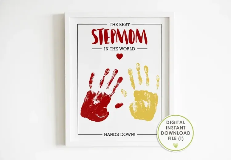 STEP-MOM - Mother's Day Gift, Mother's Day Sign, DIY Handprint Sign, Gifts  for stepmom, Child's Handprint Sign, Christmas Gift
