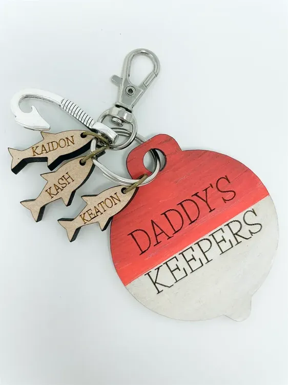 Personalized Metal Fishing Keychain Grandpa's Keepers - Father's