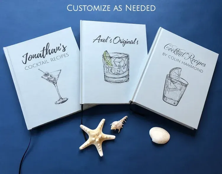 Custom Cocktail Recipe Book  Birthday Gift for Bartender