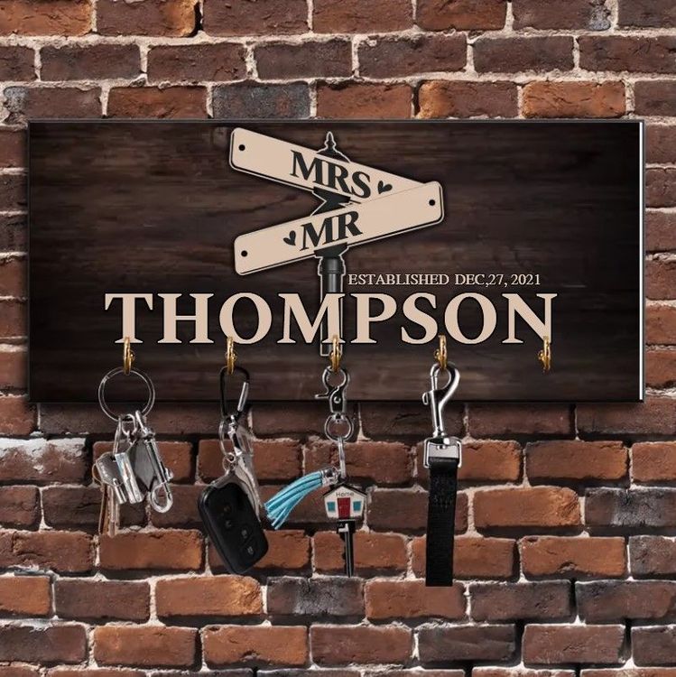 Mr & Mrs Birthday Wooden Key Holder Hanger