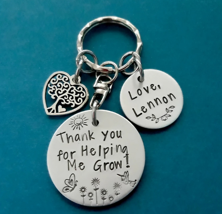 Thank You For Helping Me Grow Personalized Keychain