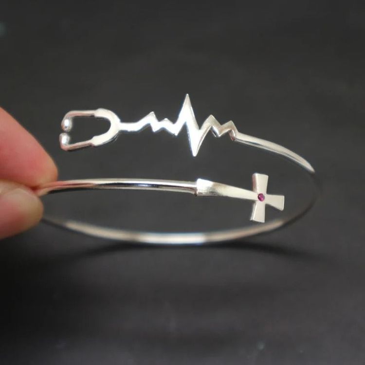 Nursing Stethoscope Cross Bracelet