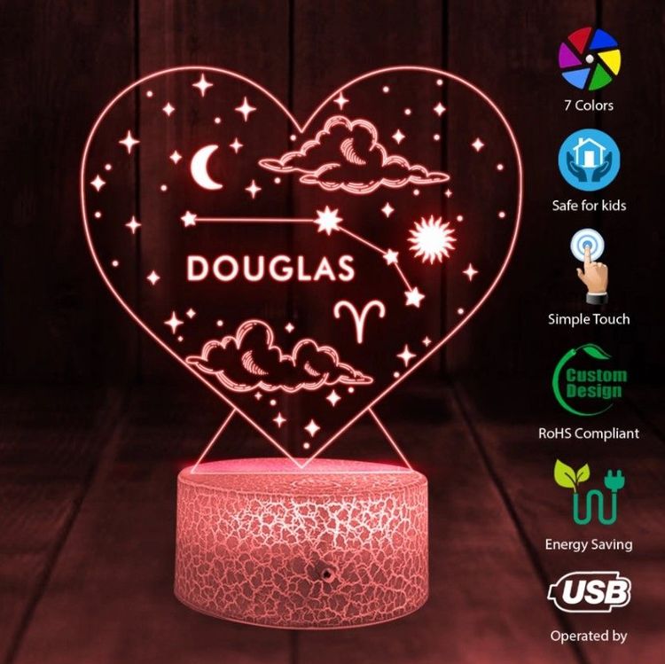 Personalized 12 Zodiac Styles Night Lamp