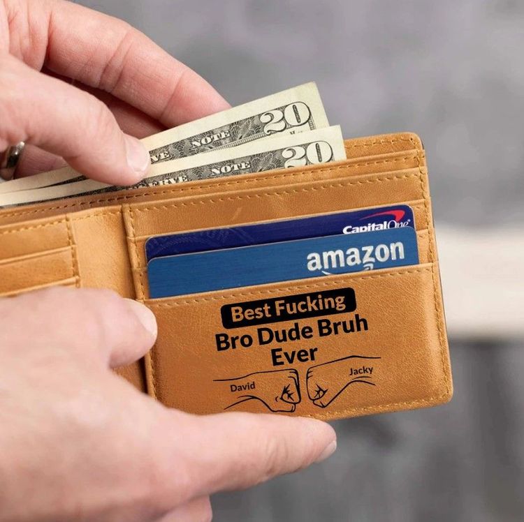 Papa Bear Engraved Leather Wallet