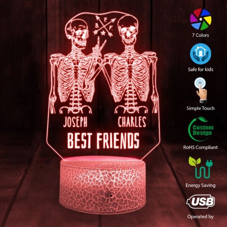 Unique Skull Best Friends Forever 3D Led Light