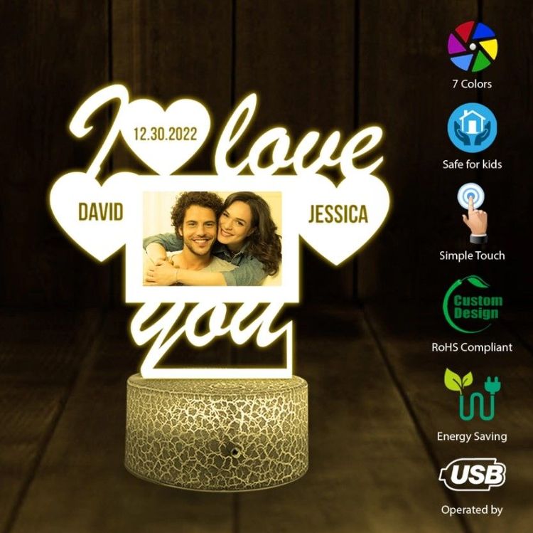 I Love You Photo Printed Night Light for Him
