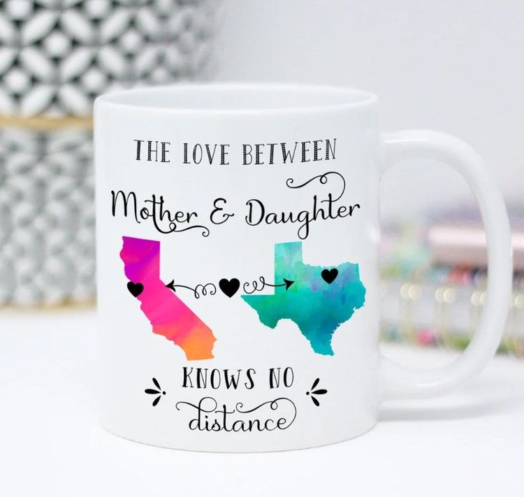 Custom Mother Daughter Long Distance State, Long Distance Relationship  Gifts, Mother And Daughter Gift Print