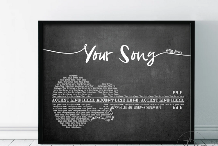 Personalized Song Lyrics Guitar Print
