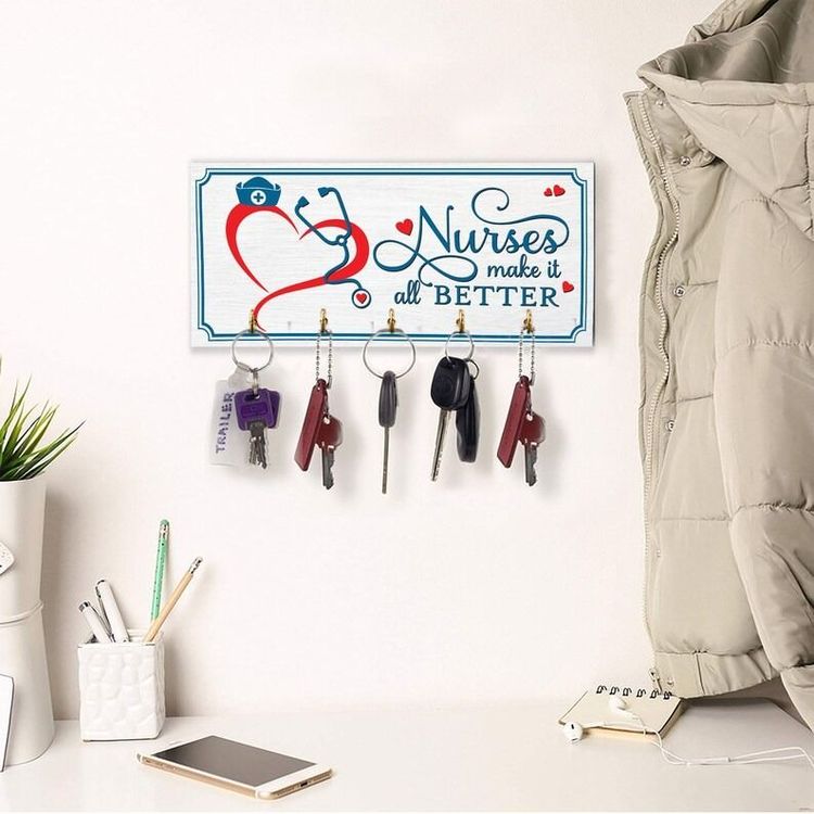 Wooden Key Holder Wall Décor for Nurses