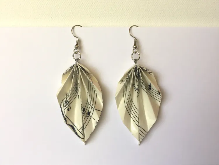 Origami Sheet Music Earrings