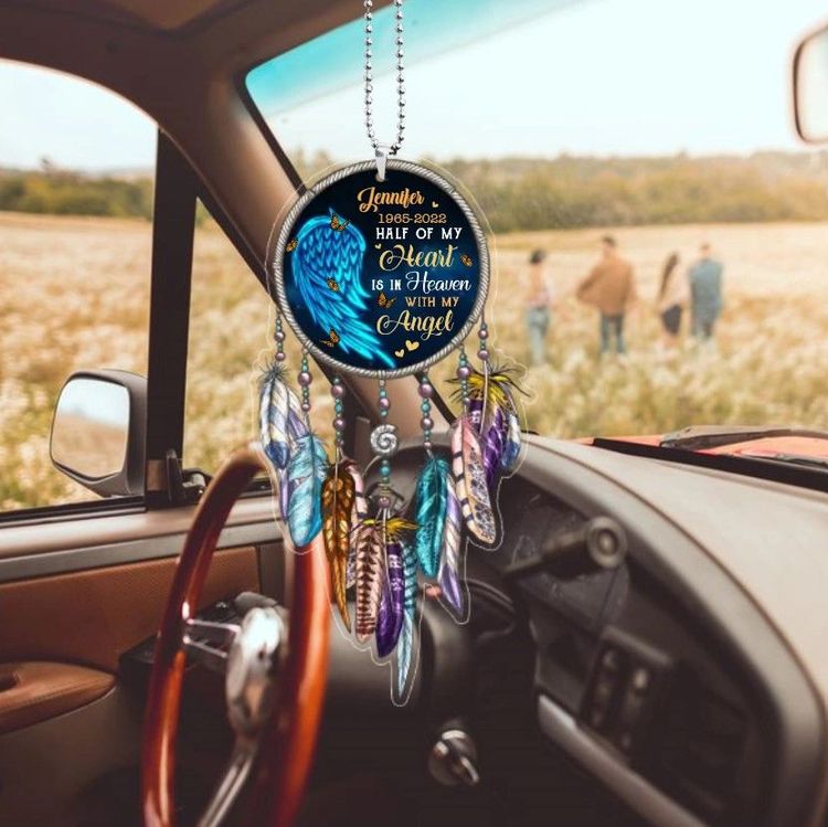 Meaningful Half of My Heart Lives In Heaven Car Ornament
