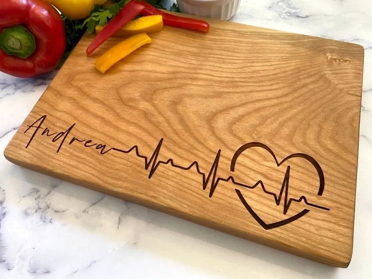 First Name & Heart Engraved Cutting Board